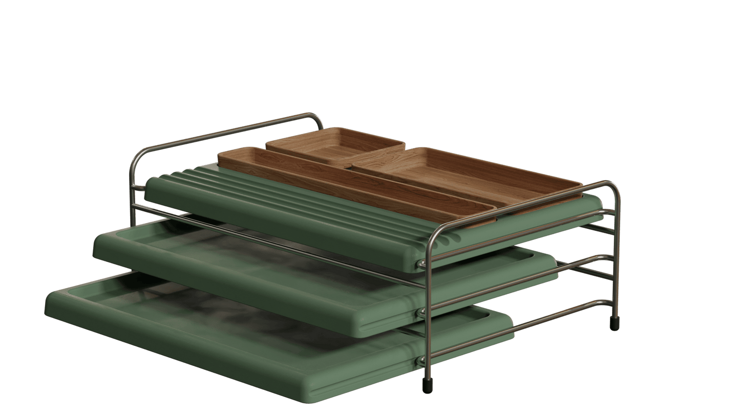 Conjunto Bandeja organizadora Baltea na cor Verde